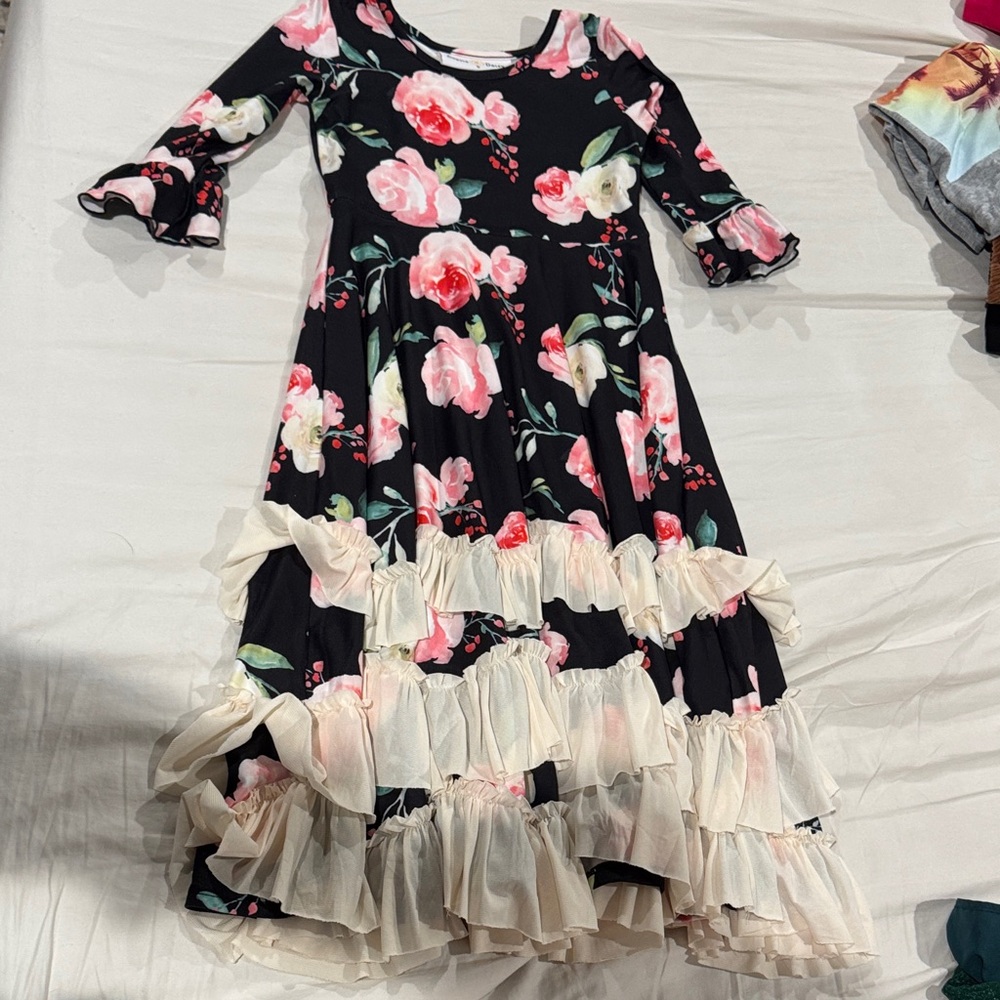 Elegant Floral Kids Dress with Ruffles